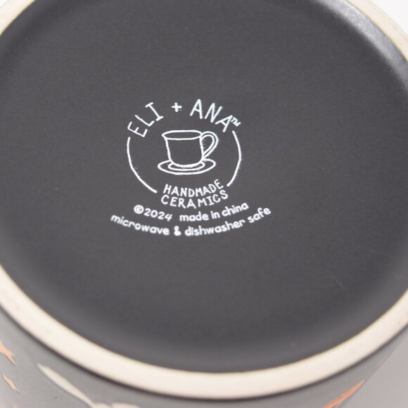 Eli Ana Flying Ghost Halloween Mug New 2024 Black Orange Stars Retro Whimsical - Picture 10 of 11